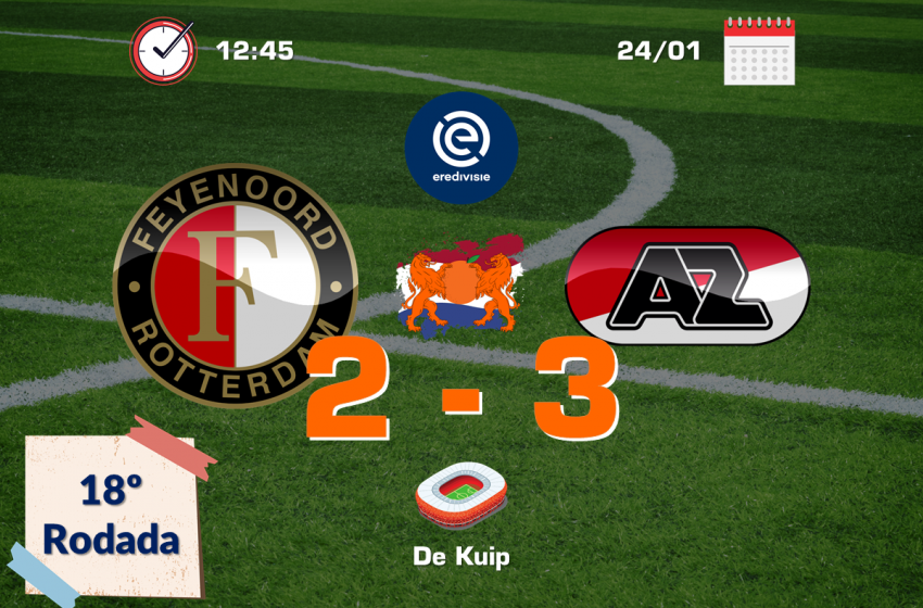  AZ Alkmaar se impõe diante do Feyenoord em Roterdã e garante os três pontos