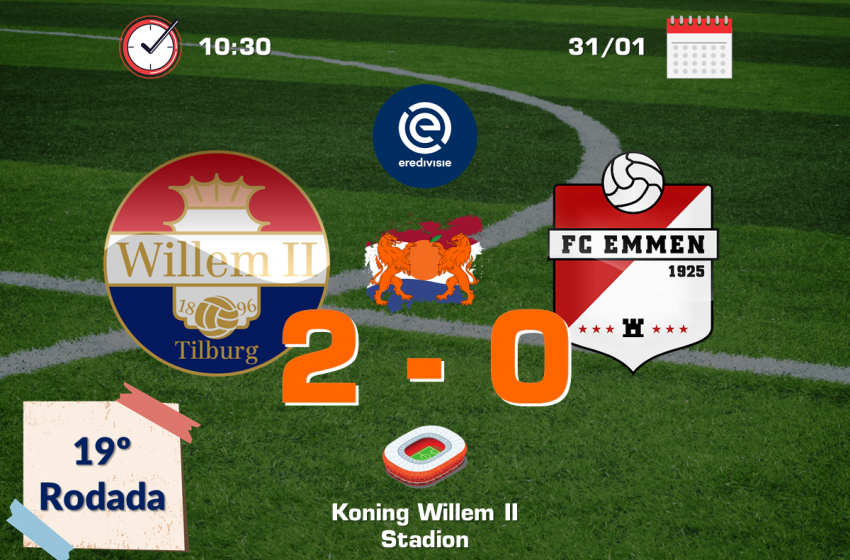 Willem II volta a vencer na Eredivisie e FC Emmen continua sem vitória na competição