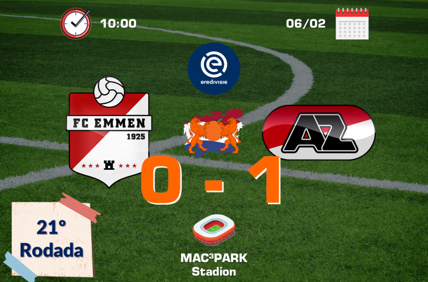 No sufoco, AZ Alkmaar bate FC Emmen fora de casa
