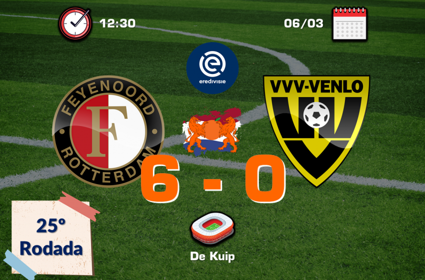  VVV-Venlo sofre nova goleada na temporada, dessa vez para o Feyenoord