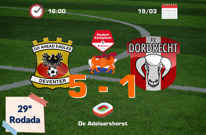  Go Ahead Eagles não toma conhecimento do FC Dordrecht e goleia a equipe por 5 a 1
