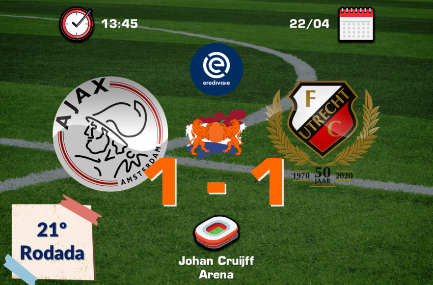 Ajax tropeça em casa diante do FC Utrecht e dificulta conquista do título da Eredivisie no domingo