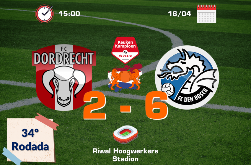 FC Den Bosch bate FC Dordrecht por 6 a 2 e mantém tabu de oito anos