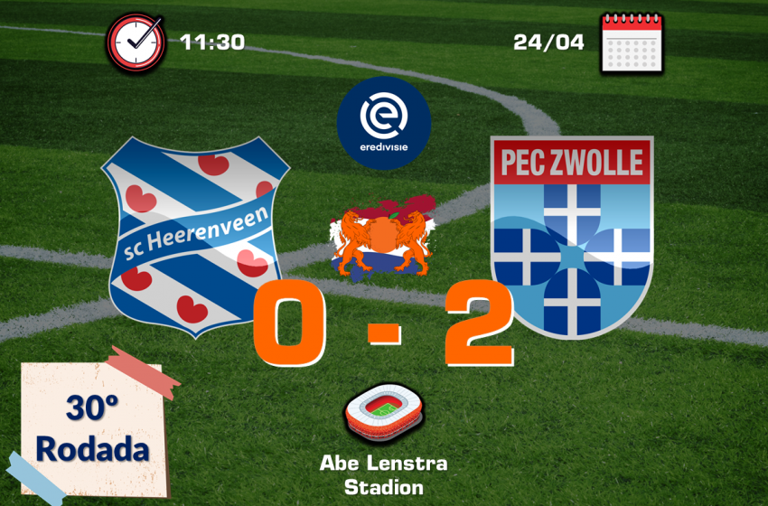  PEC Zwolle surpreende SC Heerenveen na Frísia e vence duelo por 2 a 0