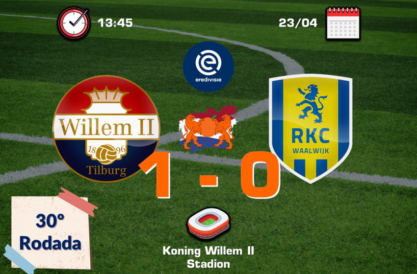 Vangelis Pavlidis garante vitória do Willem II por 1 a 0 em cima do RKC Waalwijk