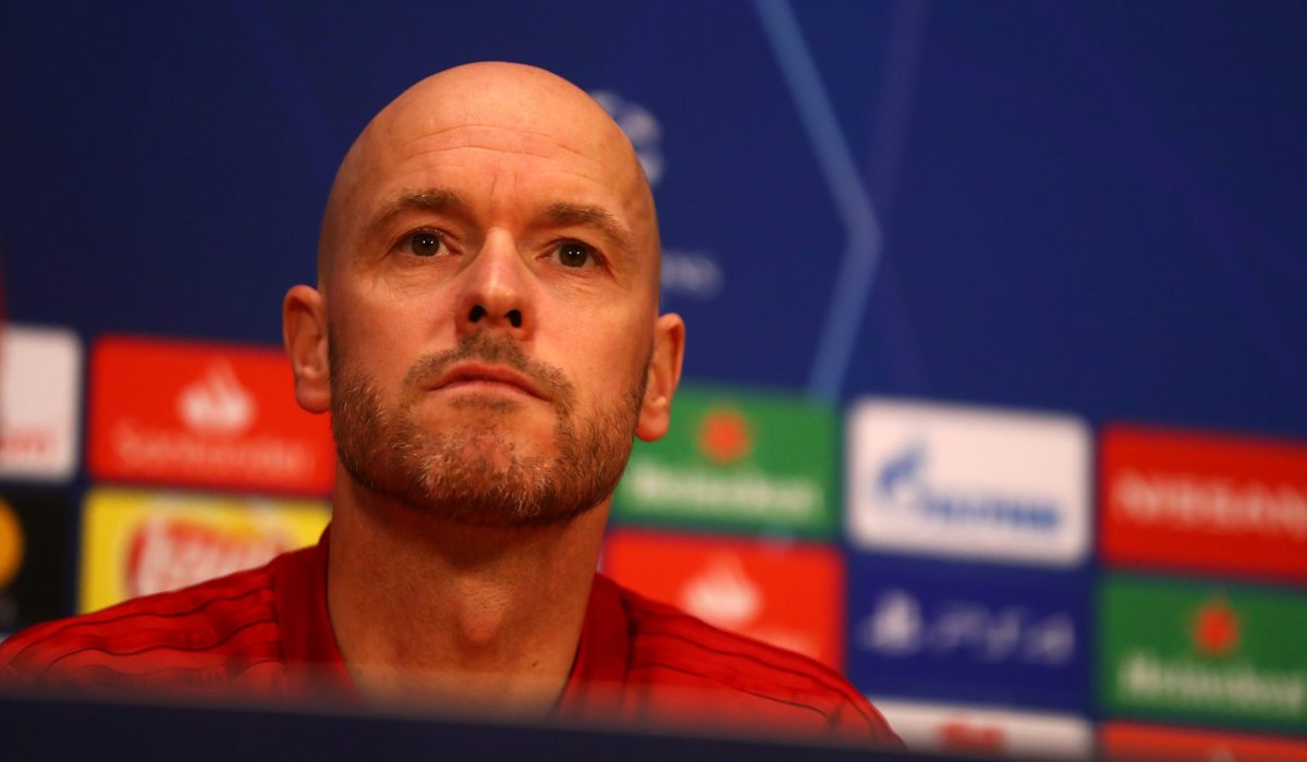 AMSTERDAM, NETHERLANDS - MAY 07:  Erik Ten Hag, Manager of Ajax looks on during an Ajax press conference on the eve of their UEFA Champions League semi final against Tottenham Hotspur at Johan Cruyff Arena on May 07, 2019 in Amsterdam, Netherlands. (Photo by Dean Mouhtaropoulos/Getty Images)