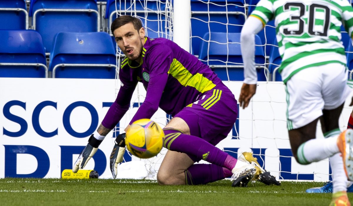 DINGWALL, SCOTLAND - SEPTEMBER 12: Vasilis Barkas with in action for Celtic during the Scottish Premiership match between Ross County and Celtic at the Global Energy Stadium, on September 12, 2020, in Dingwall, Scotland. (Photo by Craig Williamson / SNS Group)